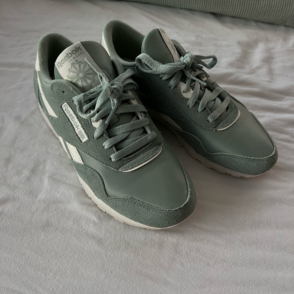 Reebok | Sage Green Classic Nylon Sneakers